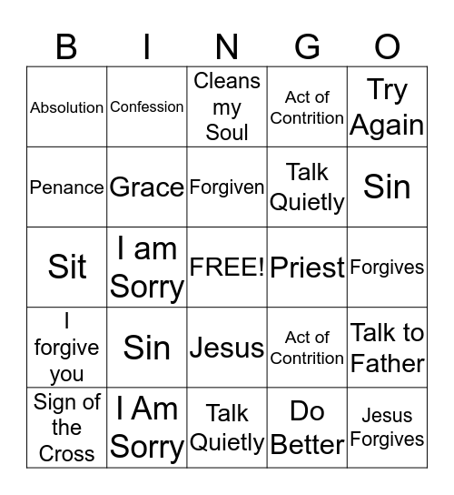Reconciliation Bingo Card