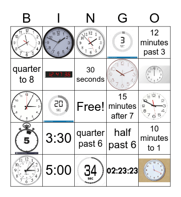 Time Bingo Card