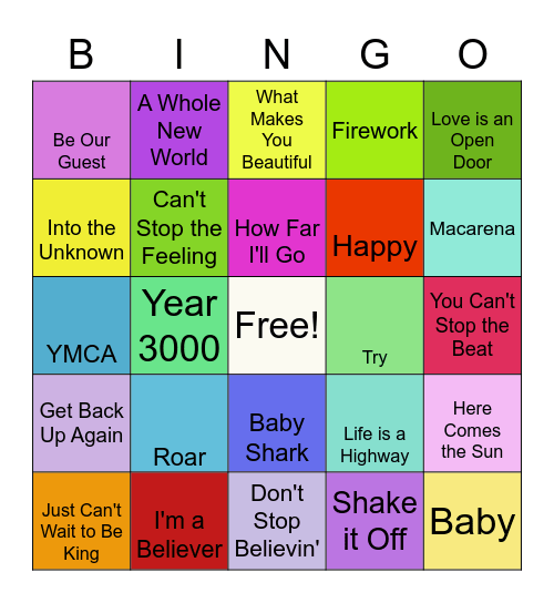 MUSICAL Bingo Card