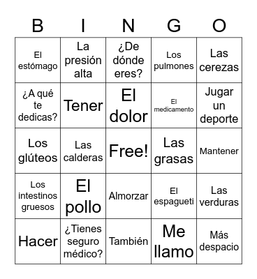 Repaso 11/10 Bingo Card