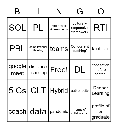 DIF Bingo Card