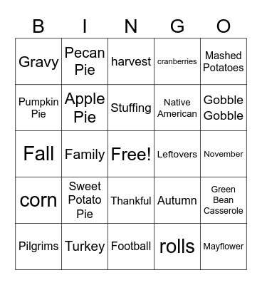 Thanksgiving Bingo Card