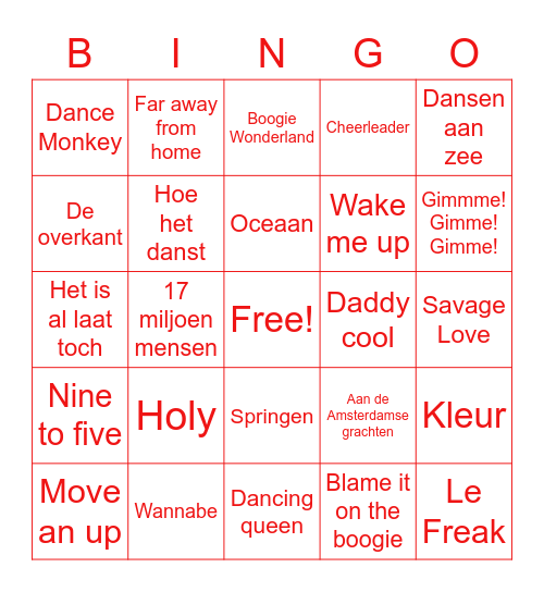 Wieners Bingo Card