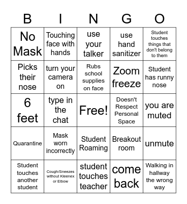 Covid and DL Bingo Card