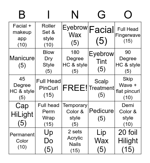 COSMETOLOGY Bingo Card