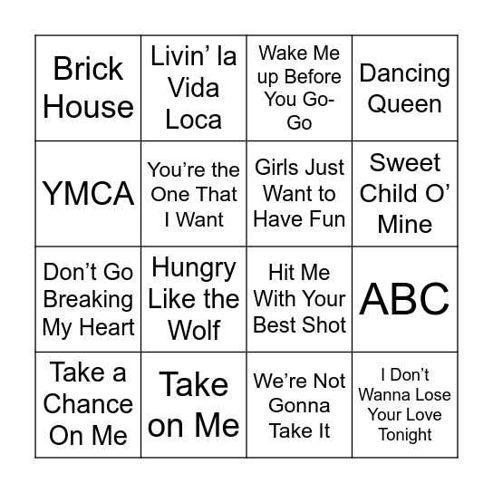 Music Bingo Card