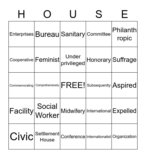 Hull Bingo Card