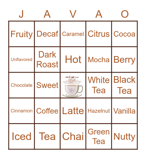 Java Momma Flavor Profiles Bingo Card