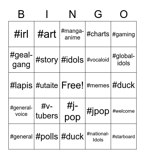 J-Zone Channel Mute Bingo Card