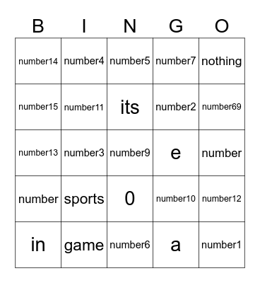 nothing Bingo Card