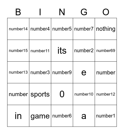nothing Bingo Card