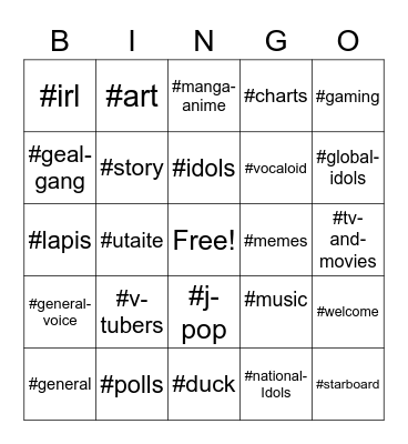 J-Zone Channel Mute Bingo Card