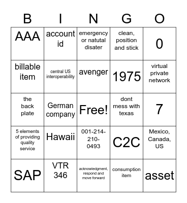 txtag Bingo Card