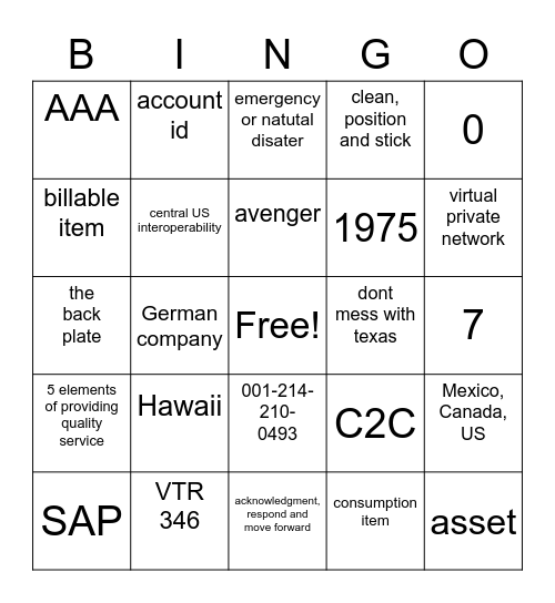 txtag Bingo Card