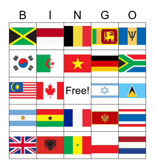 Flags Bingo Card