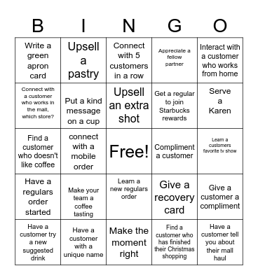 Customer connection Bingo Card
