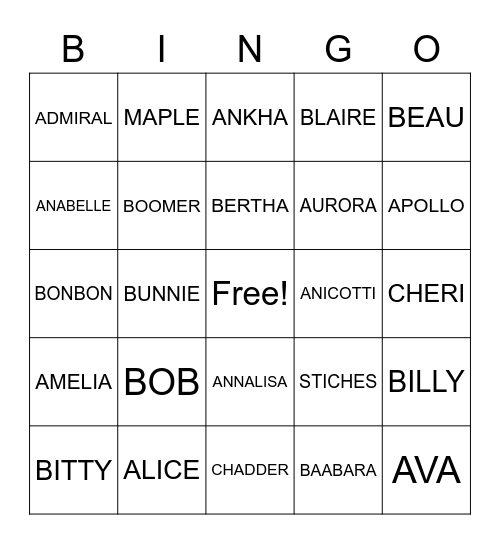 ACNH Bingo Card