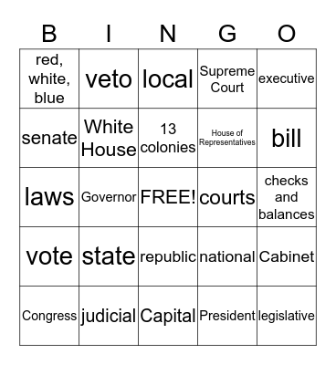 Government Bingo Card