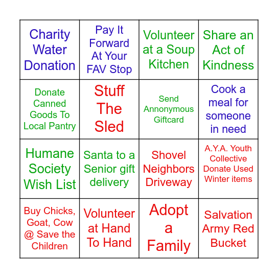 Tis The Season To Give Bingo Card