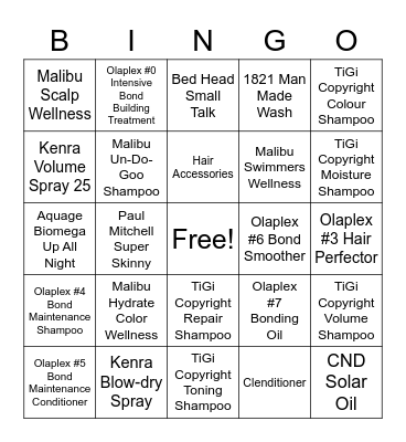 Beauty Bingo Card