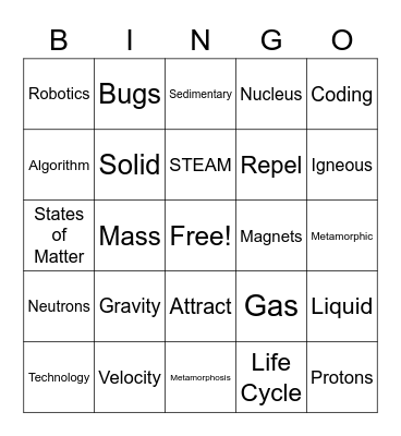 Science Bingo Card