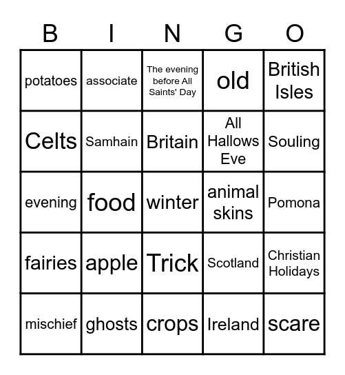 Halloween Bingo Card