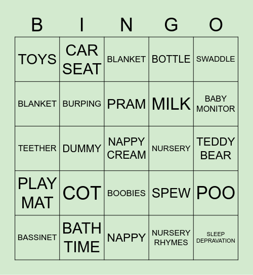 BABY BABY Bingo Card