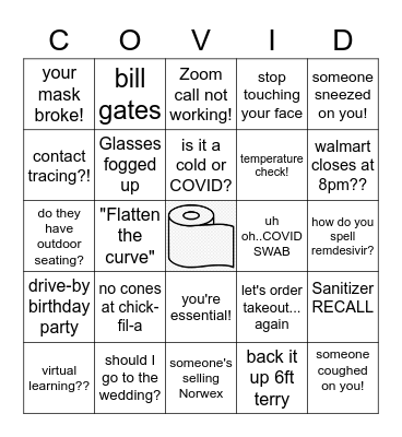 COVID Bingo Card