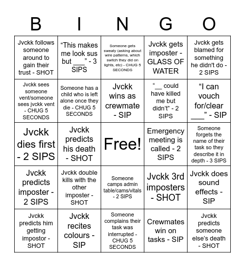 among us bingo Card