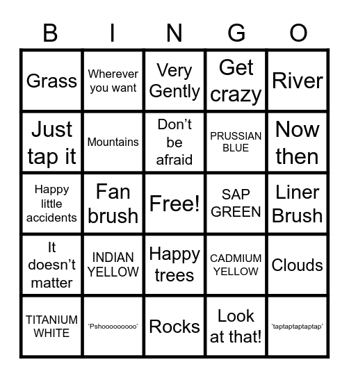 Bob Ross Bingo Card