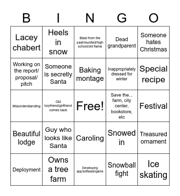 Hallmark Christmas Movie Bingo Card
