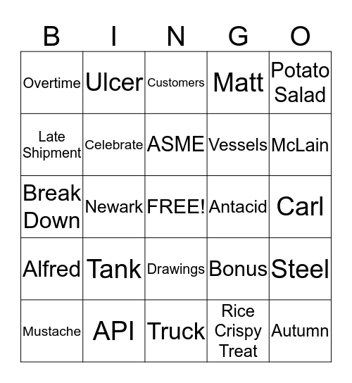 Watkins Bingo Card