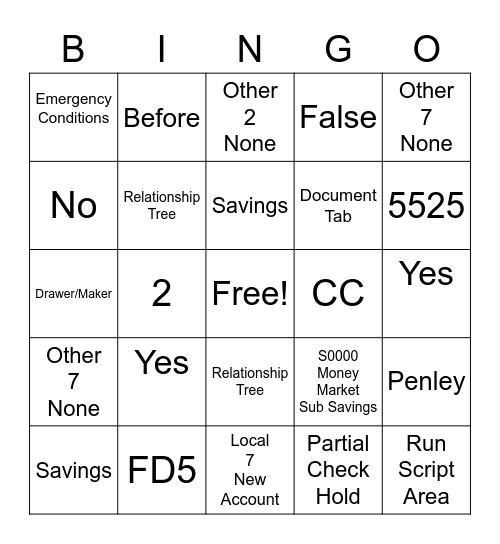 Check Hold Bingo Card