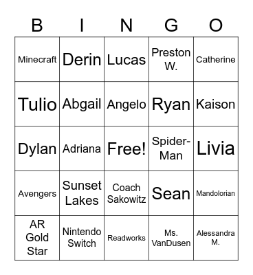 Sean's MVP Bingo Card