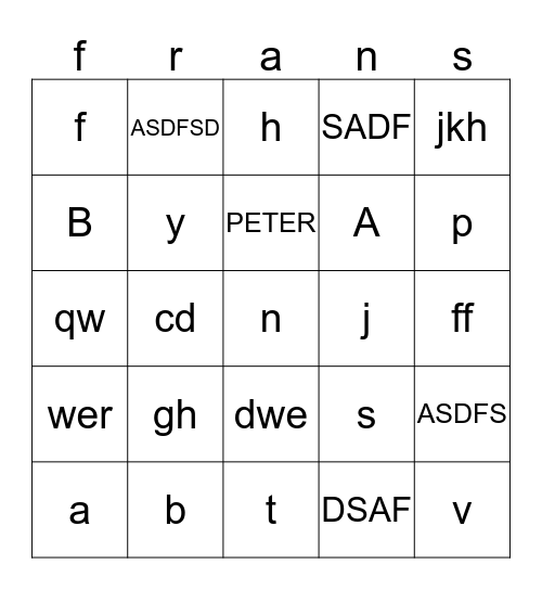 namen bingo  Bingo Card