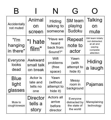 Zoom Theatre Bingo Card