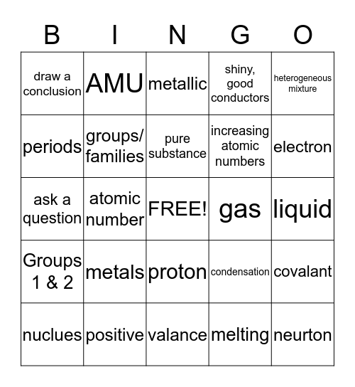 Matter Bingo Card