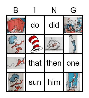 THE CAT IN THE HAT Bingo Card