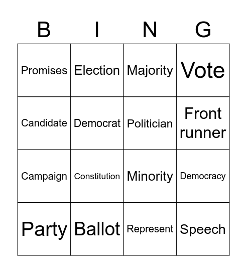 Election Bingo Card