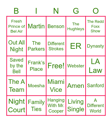 80s & 90s TV SHOWS Bingo Card