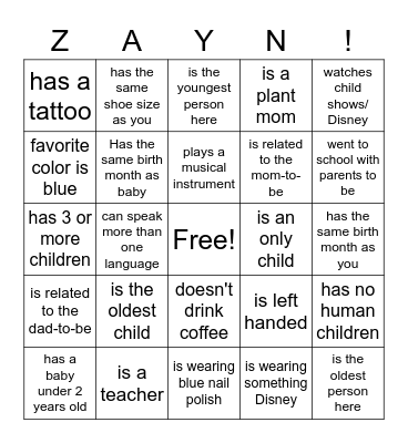 Baby Bingo! Bingo Card