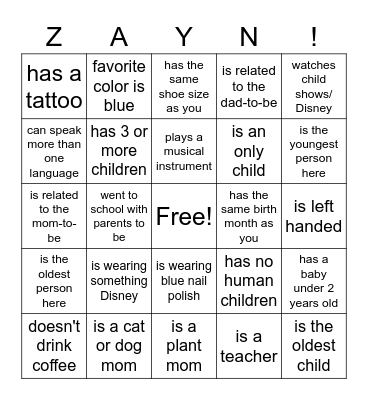 Baby Bingo! Bingo Card