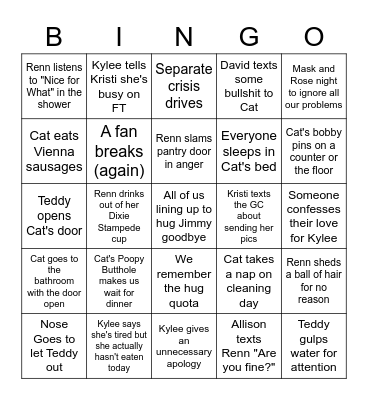 Lofty Wedded Roommates BINGO Card