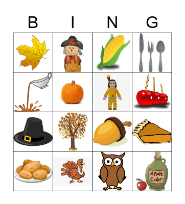 Best Buddies Thanksgiving Bingo Card