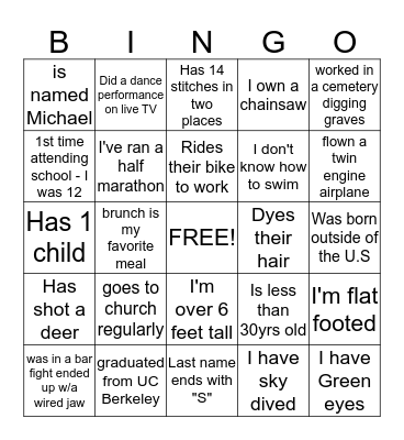 Guess Who Bingo Card