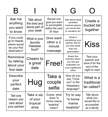 Aloha Bingo Card