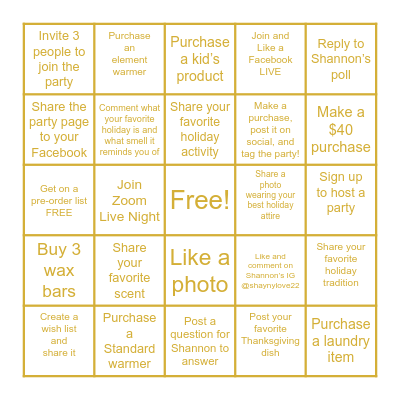 Scentsy Holiday Bingo!! Bingo Card