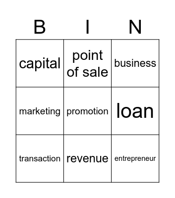 BINGO 1 Bingo Card