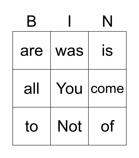 English Academy Bingo Card