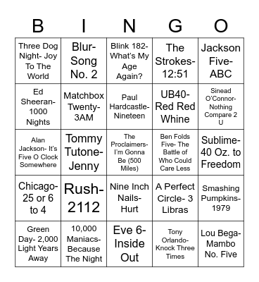 Total-Quiz.com Presents Radio Bingo: Count On It Bingo Card